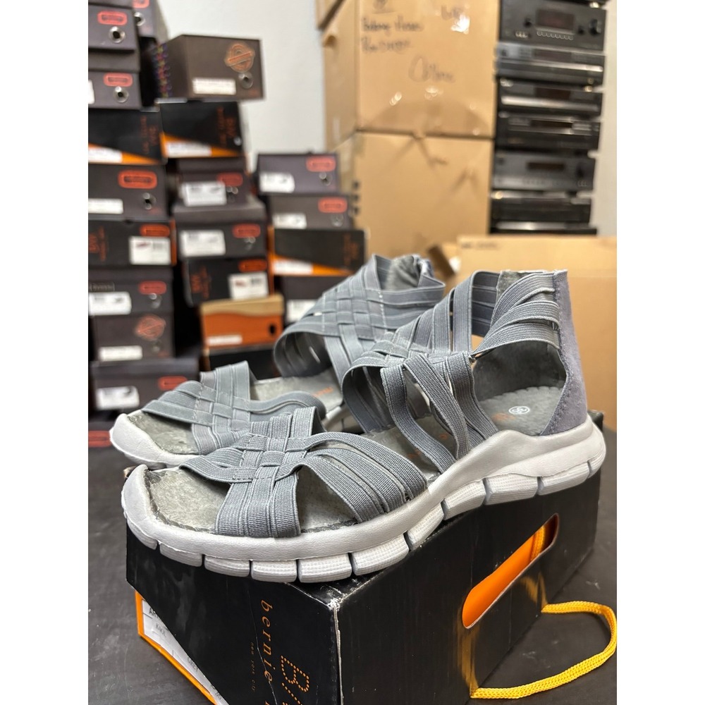 Bernie Mev Kool Grey Woven Elastic Gladiator Sandals Size 36 US 5-5.5